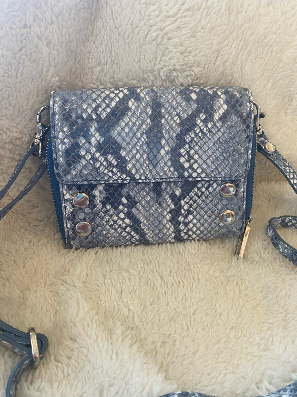 Hammitt Blue Python Pattern Zippered Compact Wallet